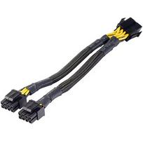 Akasa Adapter Cable, 8-pin to 2x 4+4-pin EPS, 200mm, Black AK-CBPW35-20
