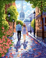 Tapyba pagal skaičius „Romantiškas pasivaikščiojimas“ 40x50 cm