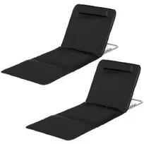 2 sulankstomų paplūdimio gultų rinkinys, 5 pakopų reguliuojamas atlošas - juodas, 134 x 48 x 33-43 cm