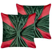 Beliani Rinkinys 2 Dekoratyvinės pagalvės MARSHMALLOW Velvet 45 x 45 cm Raudona Kalėdų raštas