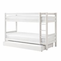 Dviauktė/ištraukiama iš pušies masyvo vaikiška lova baltos spalvos su sandėliavimo vieta 90x200 cm PINO – Vipack