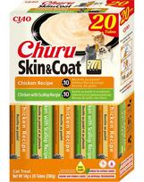 INABA Churu Cat Skin Coat 20x14g vištienos, vištienos ir šukučių kreminis skanėstas katėms