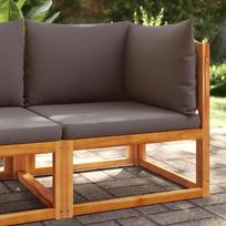Sodo kampinė sofa su pagalvėlėmis, akacijos mediena ir virvė