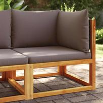 Sodo kampinė sofa su pagalvėlėmis, akacijos mediena ir rotangas