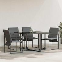 Kėdė su pagalve 4 pcs Juoda ir Antracitas Tekstilenas