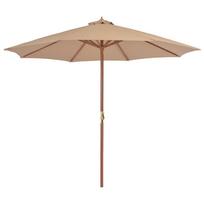 Lauko skėtis nuo saulės su mediniu stulpu, taupe spalvos, 300cm