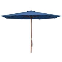 Lauko skėtis nuo saulės su mediniu stulpu, mėlynas, 350cm
