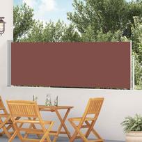 Ištraukiama šoninė kiemo pertvara, rudos spalvos, 100x500cm