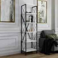 Knygų lentyna, Hanah Home, balta Juoda, 50 x 180 x 30, cm