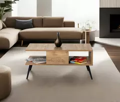 Kavos staliukas, Hanah Home, Atlanto pušis Juoda, 90 x 40 x 50, cm