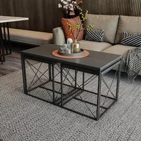 Kavos staliuko komplektas, Hanah Home, antracitas Juoda, 100 x 52 x 50, cm