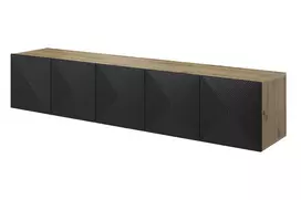 TV staliukas prie sienos Asha 200 cm, Artisan juoda matinė