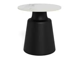 Santorini coffee table, Top ceramic white Unico, Base steel matt black, Ø45x47.5 cm