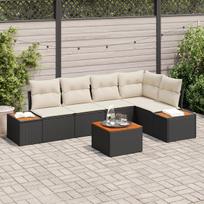 vidaXL Sodo Sofų Rinkinys 6 pcs Juoda ir kreminė Poli ratanas