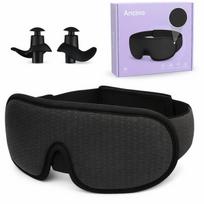 3D miego kaukė unisex su ausų kištukais, juoda, VIENAS DYDIS