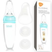 Minkštas silikoninis kūdikių maitinimo buteliukas su šaukšteliu LIVMAN SE04047-D švelnios konsistencijos, homogeniškam maistui, 120ml