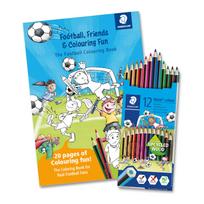 Spalvoti pieštukai STAEDTLER Noris World Cup, 12 vnt. + Spalvinimo knygelė