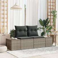2-sėdimos sodo sofa su saugojimu ir pagalvėlėmis pilka poli ratanas