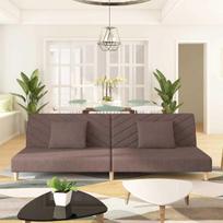 Dvivietė sofa-lova su dvejomis pagalvėmis, taupe, audinys