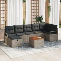 vidaXL Sodo Sofų Rinkinys su pagalve 8 pcs Pilka Poli ratanas
