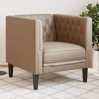 Chesterfield krėslas, kapučino spalvos, dirbtinė oda