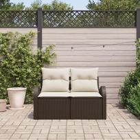 Dvi vietų sodo sofa su pagalvėmis ruda poli ratan