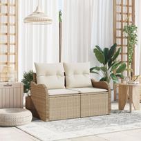 2 vietų sodo sofa su saugojimu ir pagalvėlėmis smėlio poli ratanas