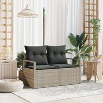 2-vietė sodinė sofa su pagalvėlėmis pilka poli ratanas
