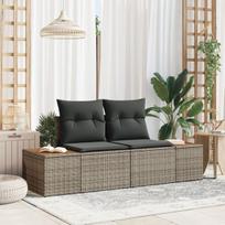 2-vietėis sodo sofa su pagalvėmis pilkas poliratanas