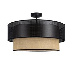 Prigludęs lubinis šviestuvas BORHO 1xE27/60W/230V Ø 50 cm juodas/džiutas