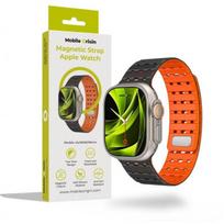 MOBILE ORIGIN Magnetinis dirželis Apple Watch 42/ 44/ 45/ 49mm, juoda-oranžinė