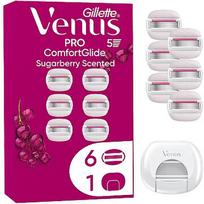 Gillette Venus Pro Comfortglide Sugarberry 6 Skuvekļa Kasetnes, Asmeņu Turētājs 80855209