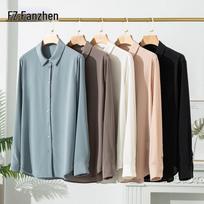 FZ Women's 100% Mulberry Silk Crepe Lapel Blouse XL