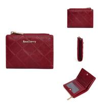 Baellerry Moteriški Trumpi Dvisulankstomi Piniginės Dirbtinės Odos Monetų Piniginė Mini Pinigų Krepšeliai 12.5cm*9.5cm*1.5cm raudona