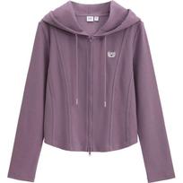 Gap Women's 2025 Spring Logo Ribbed Zip Hoodie M chaki