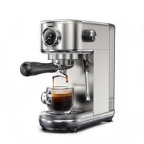 HiBREW H10B Espresso kavos aparatas, 20 barų ištraukimo slėgis, pusiau automatinis, reguliuojama temperatūra ir puodelio tūris, 1,3 l nuimamas vandens rezervuaras sidabras