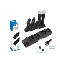 4-in-1 įkrovimo stotelė valdikliams, palaikanti PlayStation PS4, PSVR, PS, VR, Move, keturvietis įkroviklis judesio valdikliams ir VR juoda
