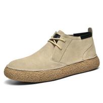 Suede odos laisvalaikio batai vyrams, vidutinio aukščio, vienspalviai, retro stiliaus vyriški batai, odiniai platforminiai batai, storapadžiai sportbačiai, vyras 37 smėlis