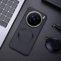 For Magsafe Leather Phone Case For vivo X200 Pro mini Wireless Charging Phone Back Cover For VIVO X200 Pro Capa Soft Silicone Bumper Shockproof Shell For X200 Pro mini juoda