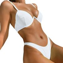 1 maudymosi kostiumėlių komplektas, itin minkštas, plyšimui atsparus poliesterio paminkštintas apatinis maudymosi kostiumėlis bikinis S balta