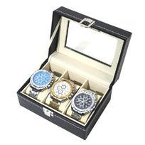 Watch Storage Box Lockable 2/3/6/10/12 Grids Jewelry Box Watch Holder Leather Flocking Cloth Watch Display Box 2Girds