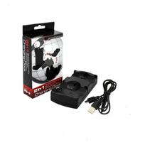 PS3 valdiklio įkrovimo doko įkrovimo stotis 2 viename su LED šviesos indikatoriumi, suderinama su originaliu PS3/MOVE valdikliu, 6.3*14*3.6cm juoda