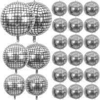6/12Pcs 22inch Disco Ball Foil Balloons Metallic Silver 4D Balloon for 70s Disco Birthday Party Wedding Decoration Supplies 6pcs sidabras