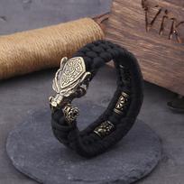 Nenublunkančio akmens Vikingų Vilko Apyrankė Vyriška rankų darbo virvelė Vilko karoliukas Punk apyrankės Motociklininkų papuošalai no box&23cm