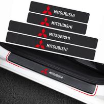 4 vnt. 3D automobilio durų slenksčio apsauginės lipdukai Automobilio durų slenksčio apsauga skirta Mitsubishi X ASX L200 Colt Outlander Pajero anglies pluošto juodos spalvos