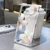 Skaidrus persikų žiedų ir perlų rašto telefono dėklas, skirtas Xiaomi Redmi Note 14 13 12S 12 11 Pro Plus10 14C 13C 4G 5G, minkštas skaidrus dangtelis Redmi Note 14 Pro 5G (Global)