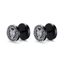 Gothic Norse Viking Runes Stud Earrings for Men Punk Stainless Steel Valknut Wolf Head Celtic Knot