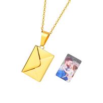 Personalized Photo Locket Necklace Envelope Love Letter Shape Pendant for Women, Picture Pendant Gifts 35cm-40cm