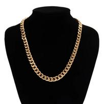 Simple Stainless Steel Cuban Chain Necklace for Men Gold Silver Color Metal Chain On The Neck Choker Jewelry Party Male DIY Gift 5MM&50cm auksas