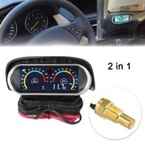 Skaitmeninis vandens temperatūros matuoklis ir voltmetras transporto priemonėms su jutikliu 12V/24V